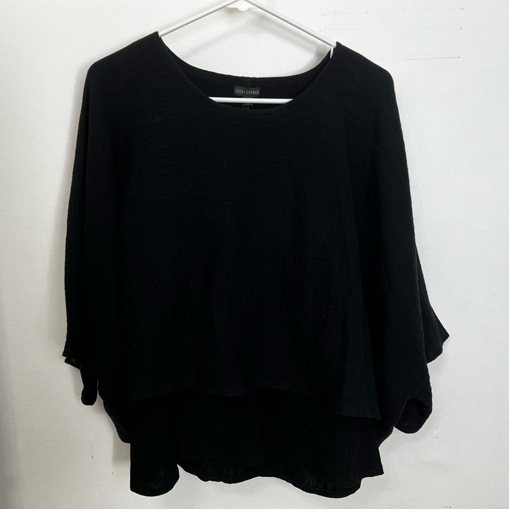 Coco + Carmen Black Blouse S/M